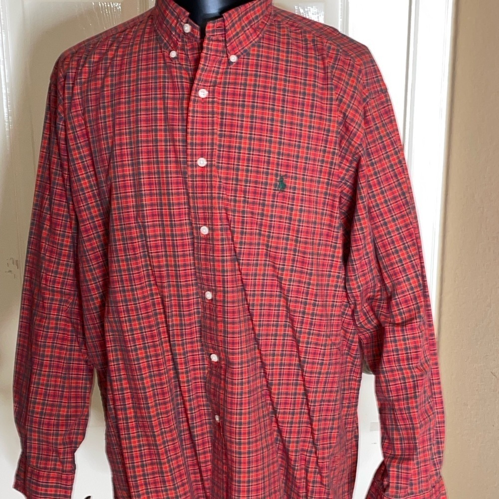 Vintage Polo Ralph Lauren Button Down Mens 17.5 Red Yarmouth Plaid Shirt Check‌‍ - Picture 3 of 9